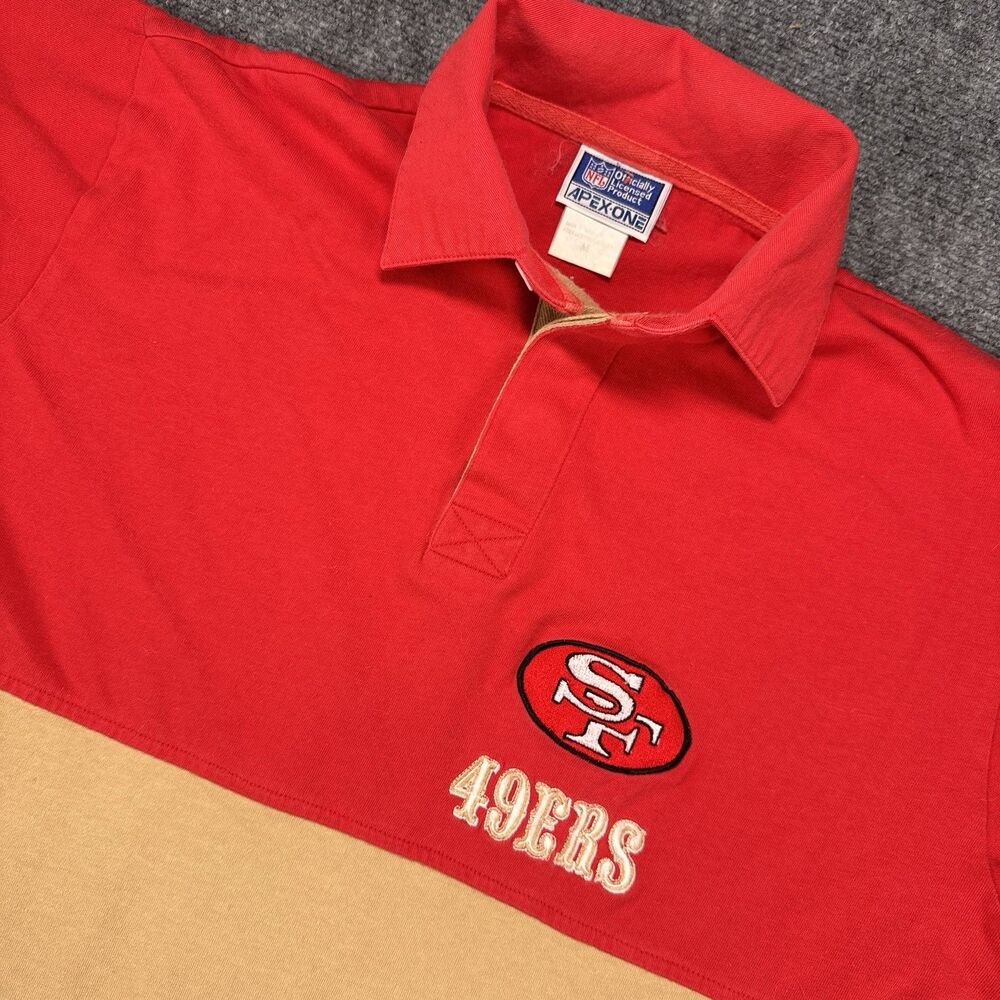 Vintage San Francisco 49ers Polo Shirt Mens M Apex One NFL 1990s Color Block